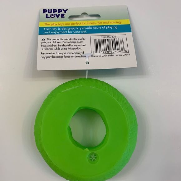 Donut With Sprinkles- Dog Squeak Toy- Green - Picture 2 of 5